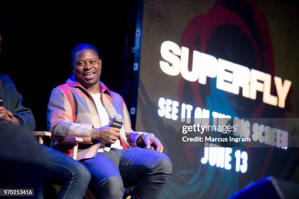 Actor Jason Mitchell on stage during the Sony X Revolt Superfly panel discussion at Center Stage on June 8, 2018 in Atlanta, Georgia.