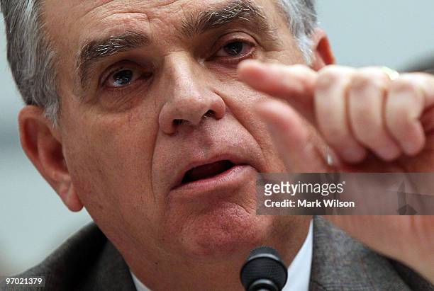 Secretary of Transportation Ray LaHood testifies before the House Oversight and Government Reform Committee hearing on Capitol Hill February 24, 2010...