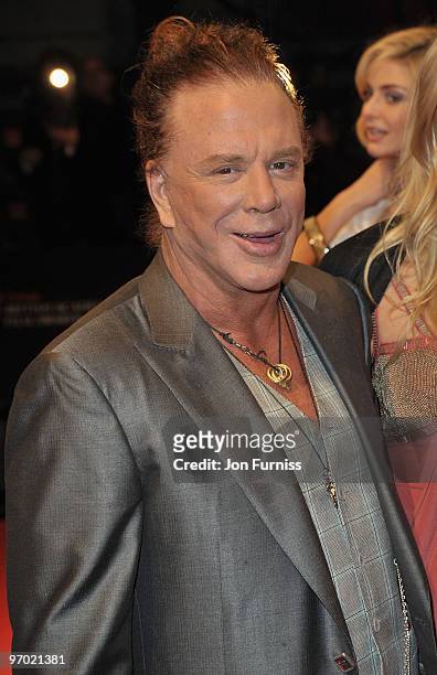 Actor Mickey Rourke attends the Orange British Academy Film Awards 2010 at the Royal Opera House on February 21, 2010 in London, England.