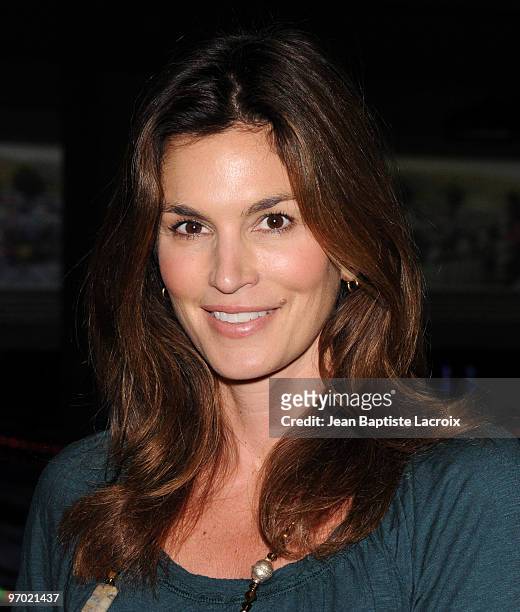 Cindy Crawford attends the Best Buddies International's 'Bowling For Buddies' Benefit presented by Audi at Lucky Strikes on February 21, 2010 in...
