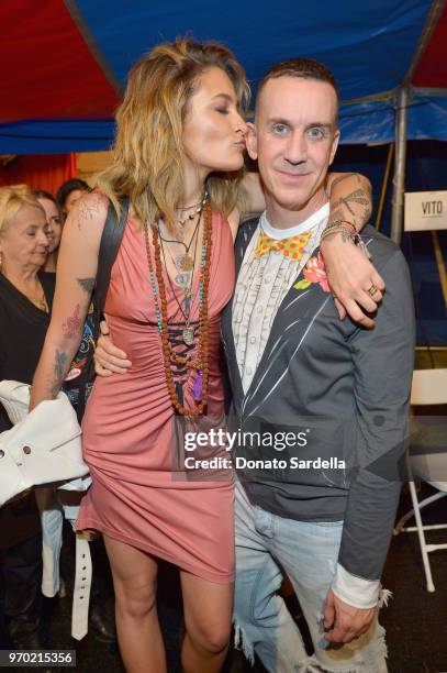 Paris Jackson and Jeremy Scott attend the Moschino Spring/Summer 19 Menswear and Women's Resort Collection at Los Angeles Equestrian Center on June...