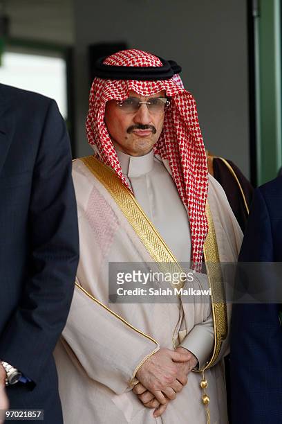 Saudi Prince Alwaleed bin Talal attends an opening at The Open Arab University on February 24, 2010 in Amman, Jordan.