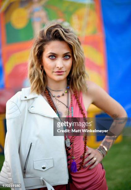 Paris Jackson attends the Moschino Spring/Summer 19 Menswear and Women's Resort Collection at Los Angeles Equestrian Center on June 8, 2018 in...