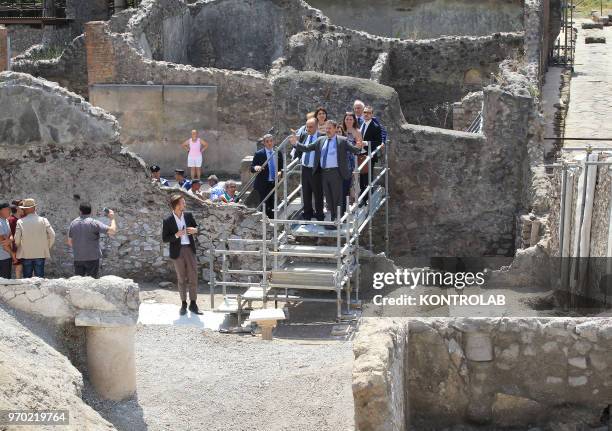 The Italian Minister of Culture Alberto Bonisoli with director Massimo Osanna visits The work site of new excavations in Regio V in the...