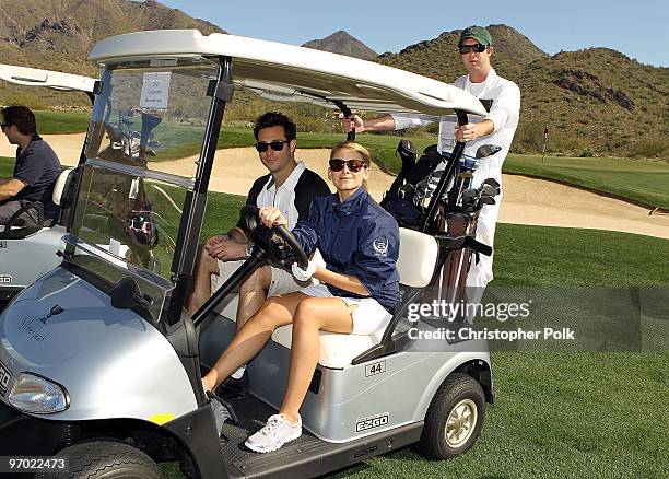 Scott Hochstadt and TV personality Lauren "Lo" Bosworth golf at Oakley's "Learn To Ride" Golf at Silverleaf on February 23, 2010 in Scottsdale,...