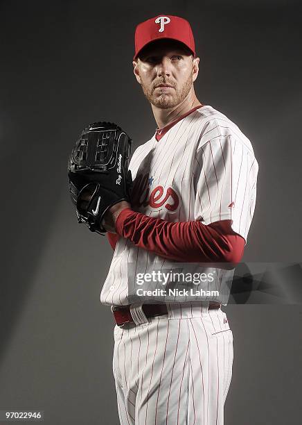 Roy Halladay of the Philadelphia Phillies poses for a photo during Spring Training Media Photo Day at Bright House Networks Field on February 24,...