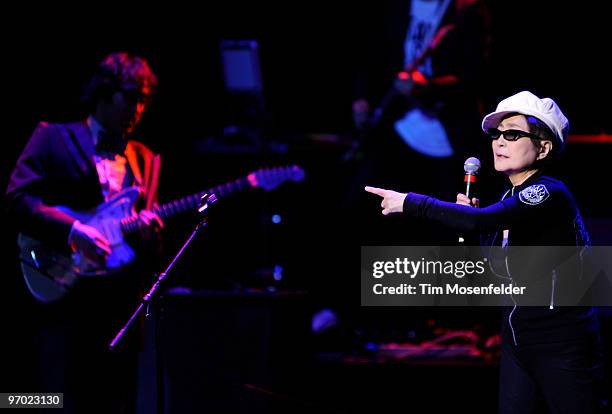 Sean Lennon and Yoko Ono of Yoko Ono and The Plastic Ono Band perform as part of the Noise Pop 2010 Festival at The Fox Theater on February 23, 2010...