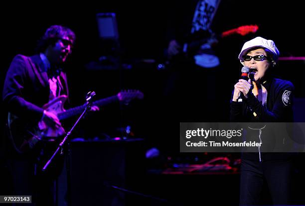 Sean Lennon and Yoko Ono of Yoko Ono and The Plastic Ono Band perform as part of the Noise Pop 2010 Festival at The Fox Theater on February 23, 2010...