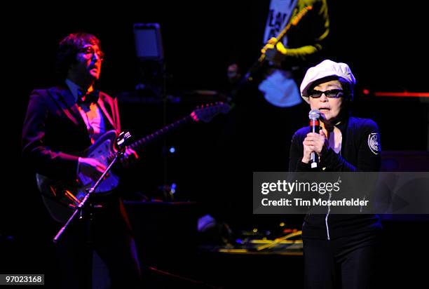 Sean Lennon and Yoko Ono of Yoko Ono and The Plastic Ono Band perform as part of the Noise Pop 2010 Festival at The Fox Theater on February 23, 2010...