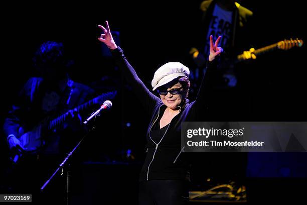 Sean Lennon and Yoko Ono of Yoko Ono and The Plastic Ono Band perform as part of the Noise Pop 2010 Festival at The Fox Theater on February 23, 2010...