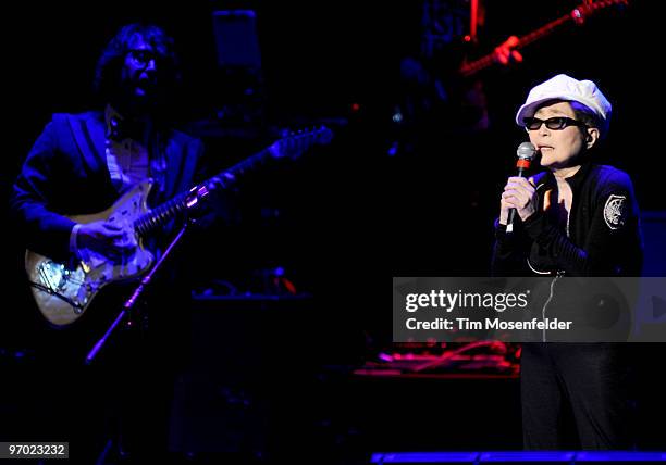 Sean Lennon and Yoko Ono of Yoko Ono and The Plastic Ono Band perform as part of the Noise Pop 2010 Festival at The Fox Theater on February 23, 2010...