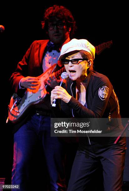 Sean Lennon and Yoko Ono of Yoko Ono and The Plastic Ono Band perform as part of the Noise Pop 2010 Festival at The Fox Theater on February 23, 2010...