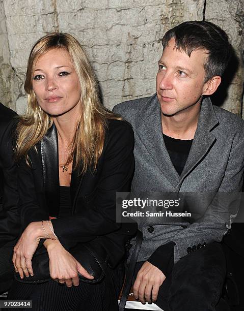 Kate Moss and Jefferson Hack attend the James Small London Fashion Week Autumn/Winter 2010 show in the Vaults on February 24, 2010 in London, England.