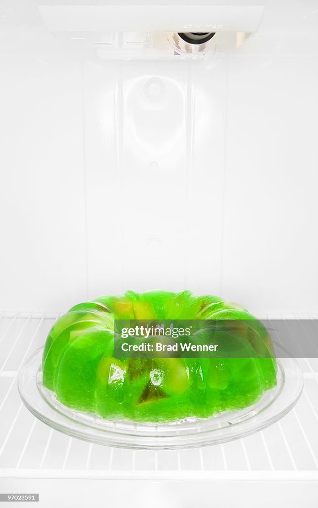 Green Jello Mold in Refridgerator