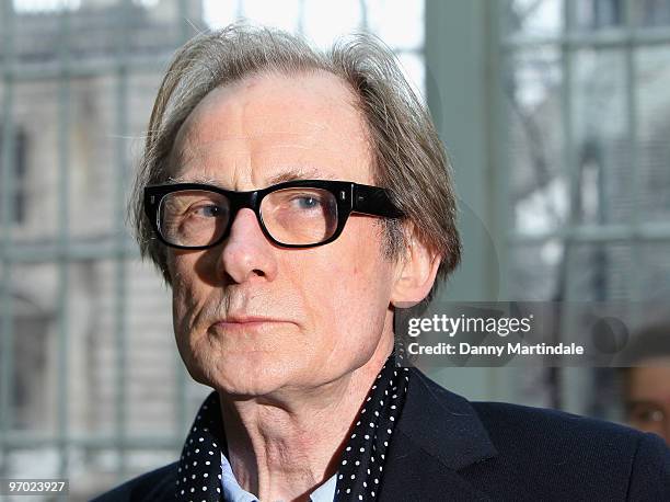 Bill Nighy poses on the front row at the Nicole Farhi show for London Fashion Week Autumn/Winter 2010 at The Royal Opera House on February 22, 2010...