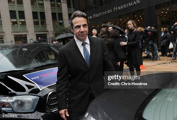 New York Attorney General Andrew Cuomo leaves a press conference about recalled Toyota cars February 24, 2010 in New York City. Cuomo, thought to be...