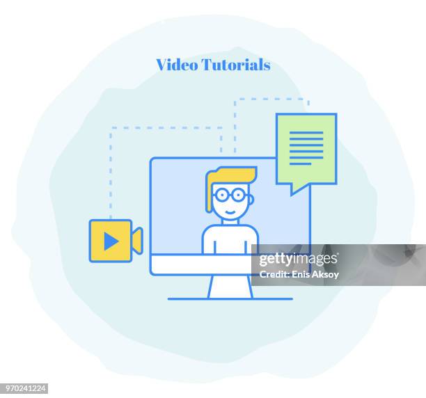 video tutorials icon - webinar background stock illustrations