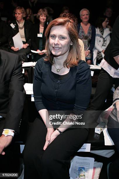 Sarah Brown poses on the front row at the Osman show for London Fashion Week Autumn/Winter 2010 at Somerset House on February 22, 2010 in London,...