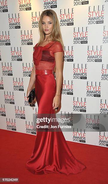 Rosie Huntington-Whiteley attends the ELLE Style Awards at Grand Connaught Rooms on February 22, 2010 in London, England.