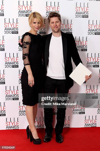 International Designer winner Christopher Bailey and Claire Dannes in the Winner's room at the ELLE Style Awards 2010 at the Grand Connaught Rooms on...