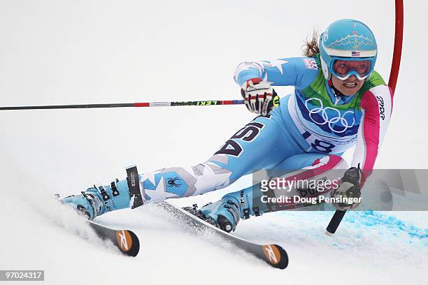 Julia Mancuso of the United States competes during the Ladies Giant Slalom on day 13 of the Vancouver 2010 Winter Olympics at Whistler Creekside on...