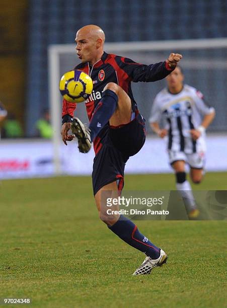 Andrea Parola of Cagliari in action during the Serie A match between Udinese Calcio and Cagliari Calcio at Stadio Friuli on February 24, 2010 in...