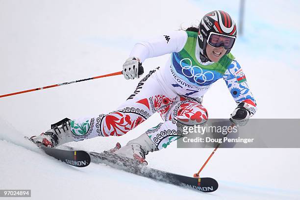 Gaia Bassani Antivari of Azerbaijan competes during the Ladies Giant Slalom on day 13 of the Vancouver 2010 Winter Olympics at Whistler Creekside on...