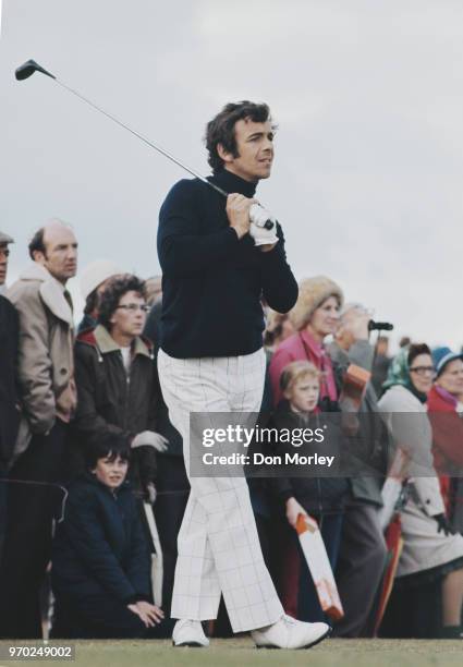 Tony Jacklin of Great Britain and Ireland follows his ball onto the green during the Singles competition of the 20th Ryder Cup Matches against the...