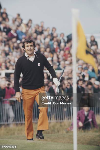 Tony Jacklin of Great Britain and Ireland follows his ball onto the green during the Four ball competition of the 20th Ryder Cup Matches against the...