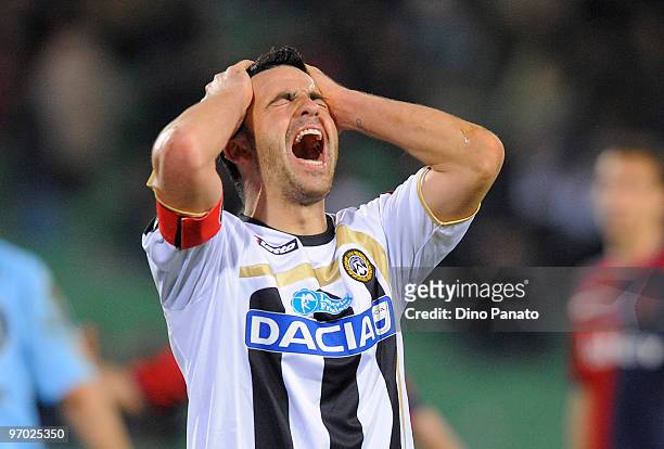 Antonio Di Natale of Udinese reacts during the Serie A match between Udinese Calcio and Cagliari Calcio at Stadio Friuli on February 24, 2010 in...