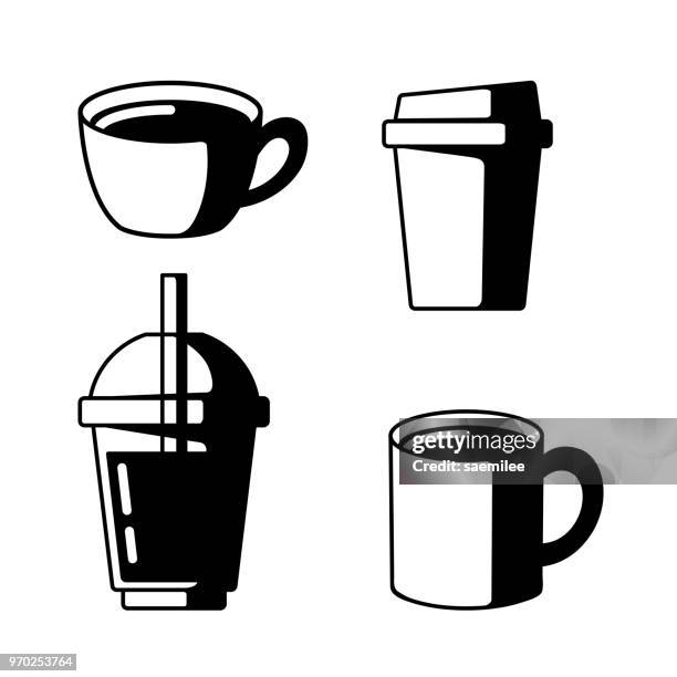 coffee cup icon black - take out food stock illustrations