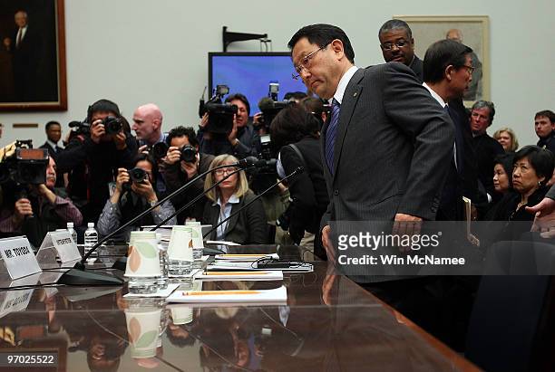 Toyota Motor Corporation President and CEO Akio Toyoda arrives for testimony before the House Oversight and Government Reform Committee hearing on...