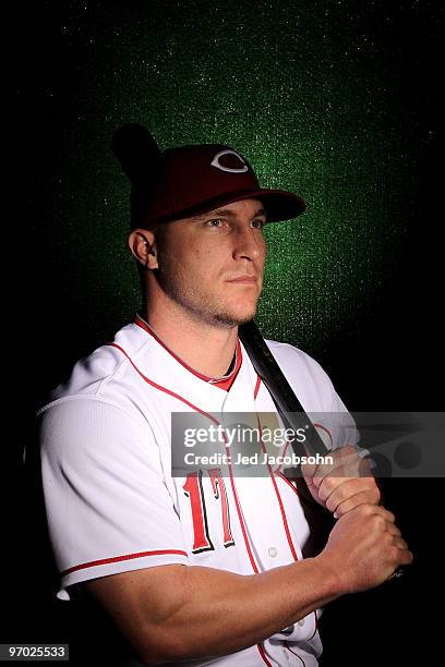 Laynce Nix of the Cincinnati Reds poses during media photo day on February 24, 2010 at the Cincinnati Reds Player Development Complex in Goodyear,...