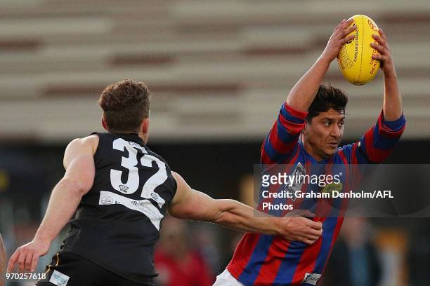 Robin Nahas of Port Melbourne in action during the round 10 VFL match between Werribee and Port Melbourne at Avalon Airport Oval on June 9, 2018 in...