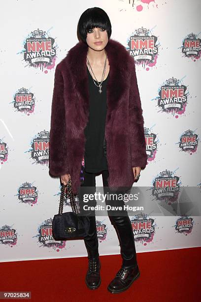 Agyness Deyn arrives at the Shockwaves NME Awards 2010 held at Brixton Academy on February 24, 2010 in London, England.