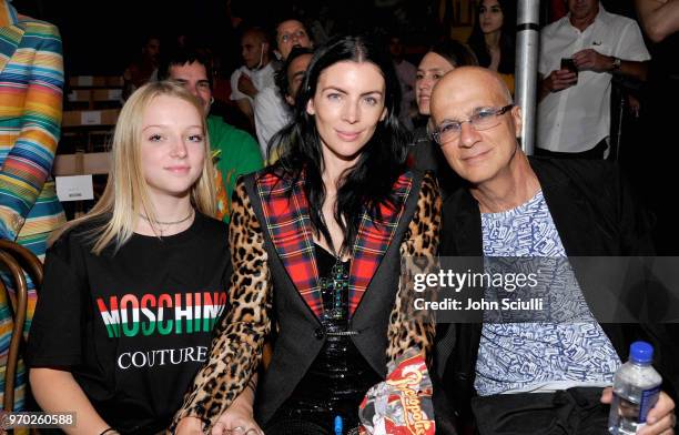 Skyla Sanders, Liberty Ross, and Jimmy Iovine attend the Moschino Spring/Summer 19 Menswear and Women's Resort Collection at Los Angeles Equestrian...