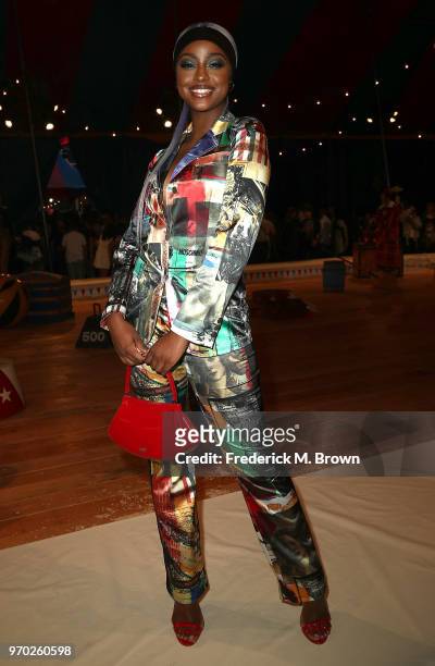 Singer Justine Skye attends Moschino Spring/Summer 19 Menswear and Women's Resort Collection at the Los Angeles Equestrian Center on June 8, 2018 in...
