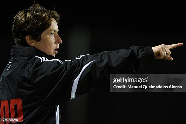 Head coach Maren Meinert of Germany gestures during the Women's international friendly match between Germany and USA on February 24, 2010 in La...