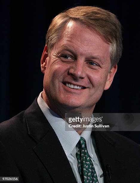 EBay CEO John Donahoe speaks during a Bloom Energy product launch on February 24, 2010 at the eBay headquarters in San Jose, California. Bloom...
