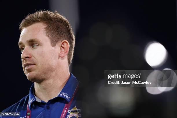 Michael Morgan of the Cowboys looks on during the round 14 NRL match between the Parramatta Eels and the North Queensland Cowboys at TIO Stadium on...