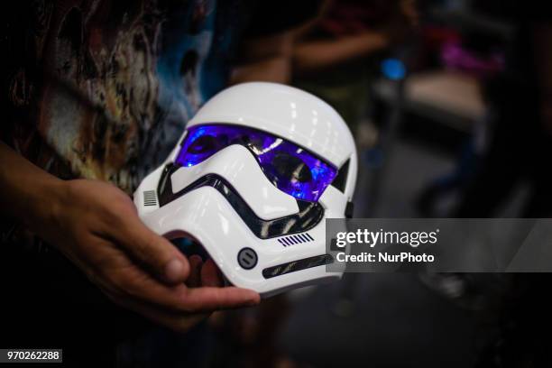 Cosplayers attend the 2018 ComicCon at Corferias in Bogota, Colombia on June 08, 2018. ComicCon Colombia arrives to Bogota as one of the most...