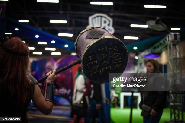 Cosplayers attend the 2018 ComicCon at Corferias in Bogota, Colombia on June 08, 2018. ComicCon Colombia arrives to Bogota as one of the most...