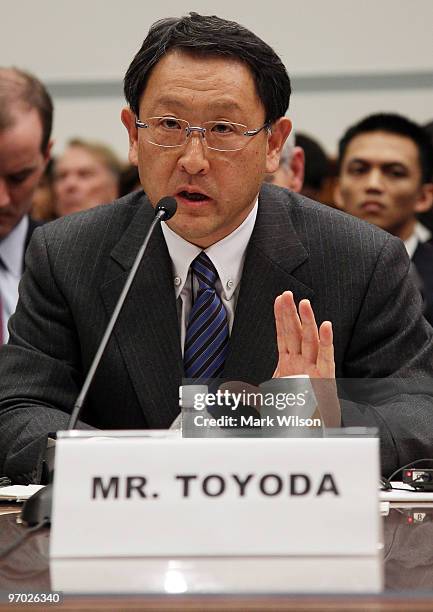 Toyota Motor Corporation President and CEO Akio Toyoda testifies before the House Oversight and Government Reform Committee hearing on Capitol Hill...