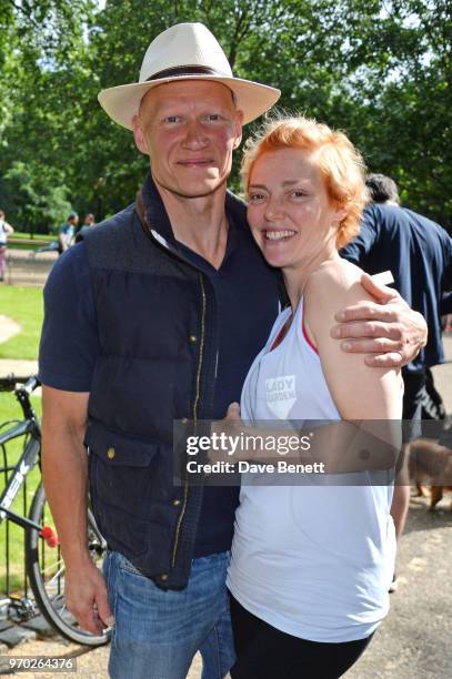Dominic Burns and Camilla Rutherford attend the Lady Garden 5K & 10K run in aid of Silent No More Gynaecological Cancer Fund in Hyde Park on June 9,...