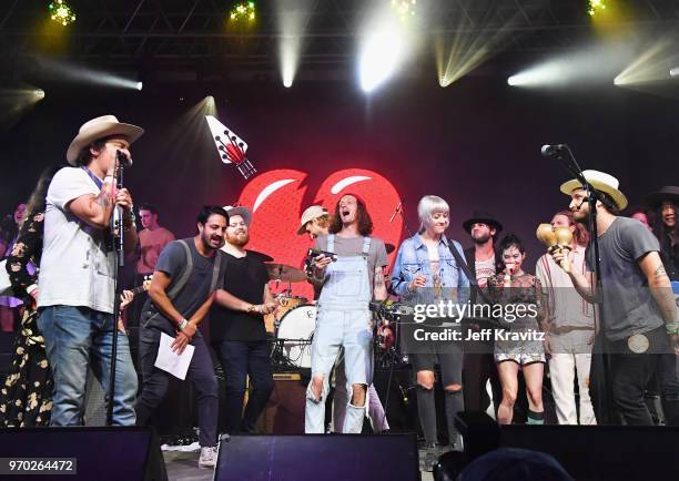 Joel King of The Wild Feathers, Sameer Gadhia of Young The Giant, Ricky Young of The Wild Feathers, David Shaw of The Revivalists, Megan Lovell of...