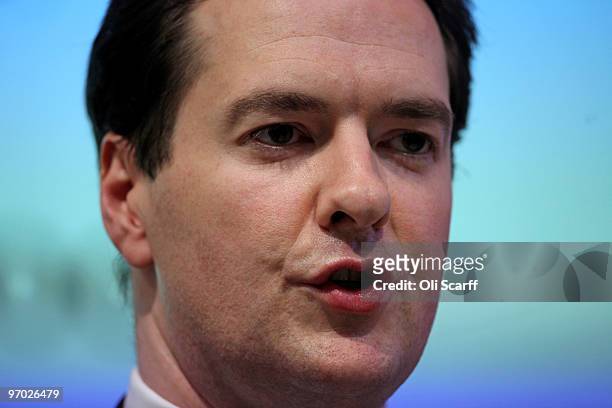 Shadow Chancellor George Osborne delivers the annual Mais Lecture to the Cass Business School on February 24, 2010 in London, England. Mr Osborne's...