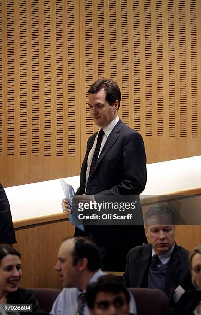 Shadow Chancellor George Osborne arrives to deliver the annual Mais Lecture to the Cass Business School on February 24, 2010 in London, England. Mr...