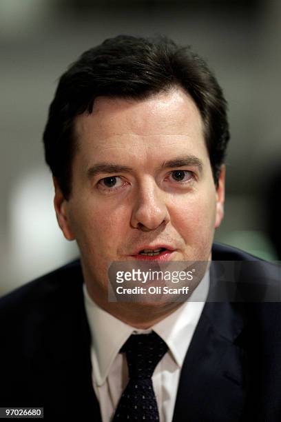 Shadow Chancellor George Osborne speaks to students about economics before delivering the annual Mais Lecture to the Cass Business School on February...