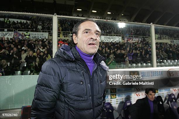 Fiorentina's head coach Claudio Prandelli looks on during the Serie A match between ACF Fiorentina and AC Milan at Stadio Artemio Franchi on February...