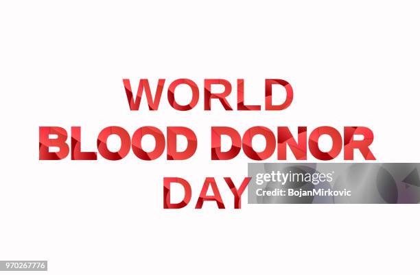world blood donor day with red paper cut letters. vector illustration. - artery dissection stock illustrations